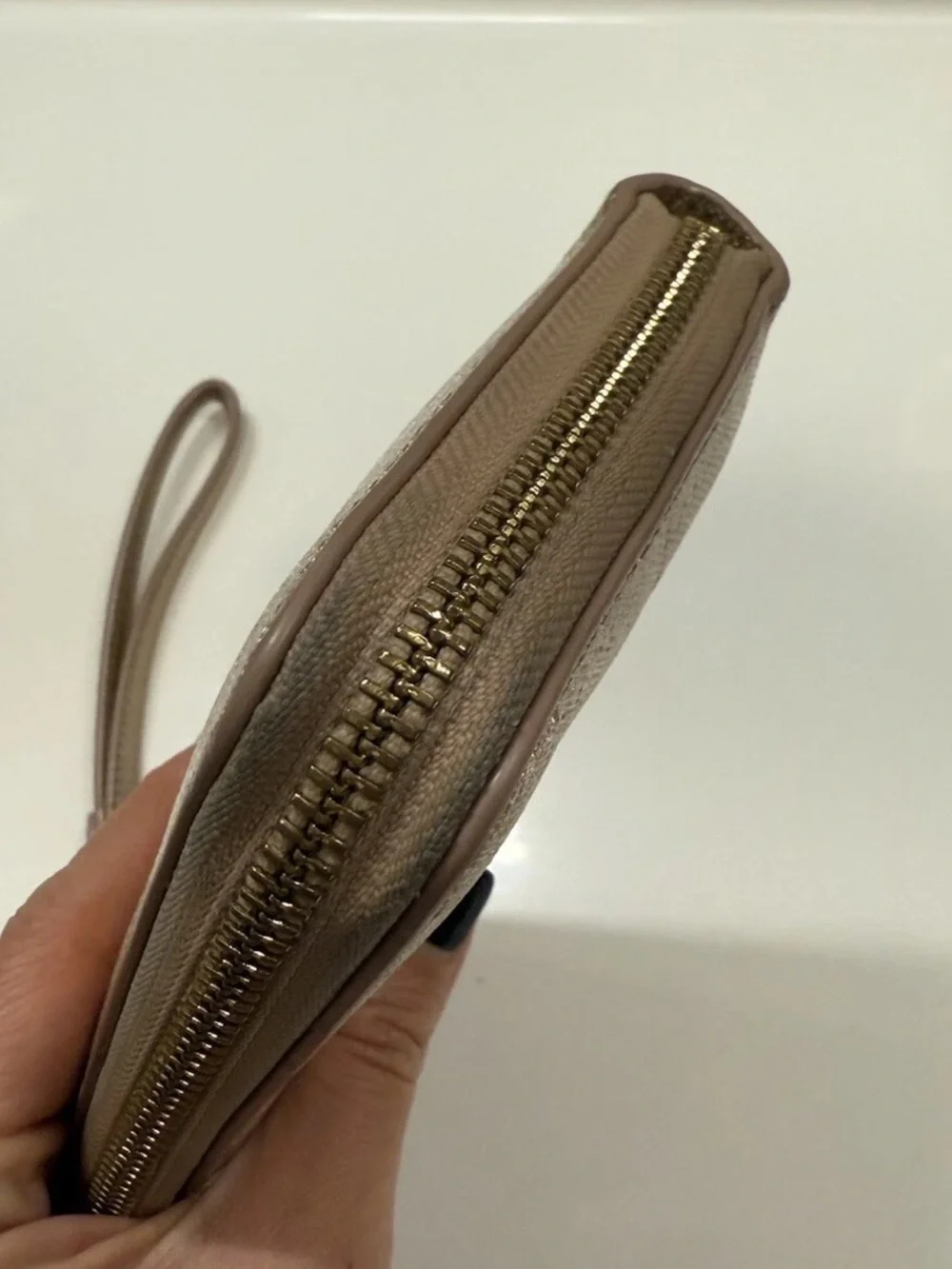 Tory Burch Leather Wristlet Wallet, Gold Metallic
